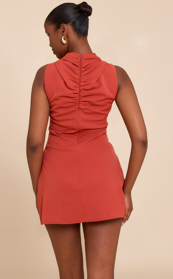 Chcmi Burnt Orange Trim Mini Dress